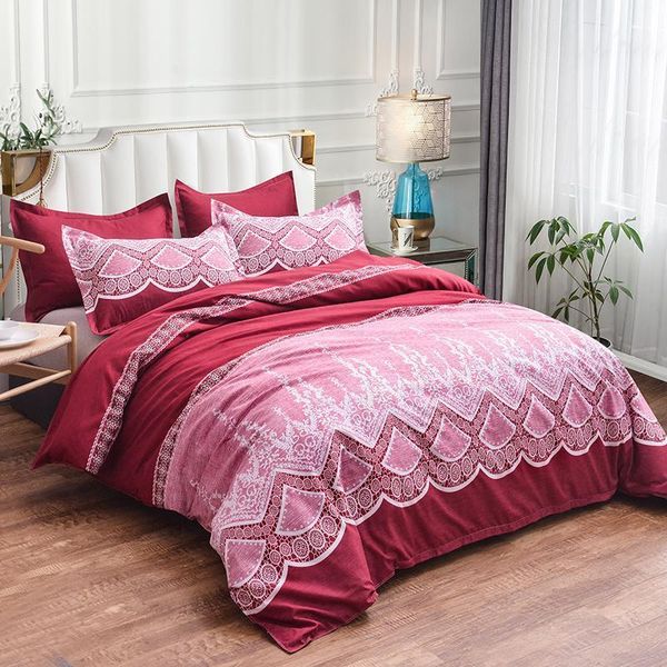 

elegant floral printed bedding set soft comfortable polyester duvet cover pillowcase twin  king size bedclothes1