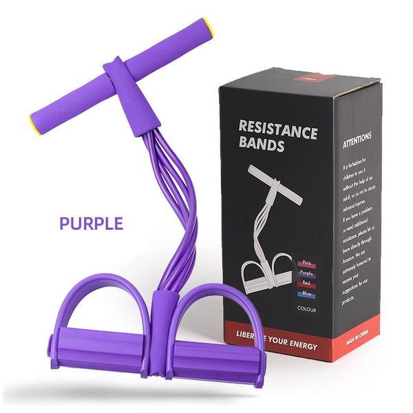 

resistance bands zk30 fitness pedal tensioner four-tube multi-function detachable sit-up tension rope foot yoga lose weight shaping