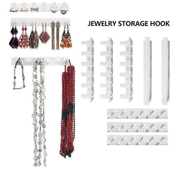 

9pcs adhesive jewelry hooks shelf necklace rings earrings abs storage holder stand rack holder home wall sticky jewe bbyioh