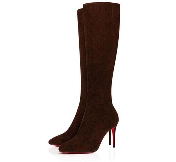 

winter women boots luxurious brand red bottom tall boot karitube black sheeskin calfskin genuine leather over-knee boot wedding party dress