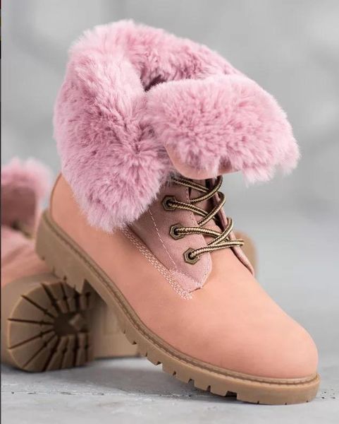 

2020 fashion boots women shoes skidproof outdoor winter pink black keep warm plush fur snow boots female plus size 35-43