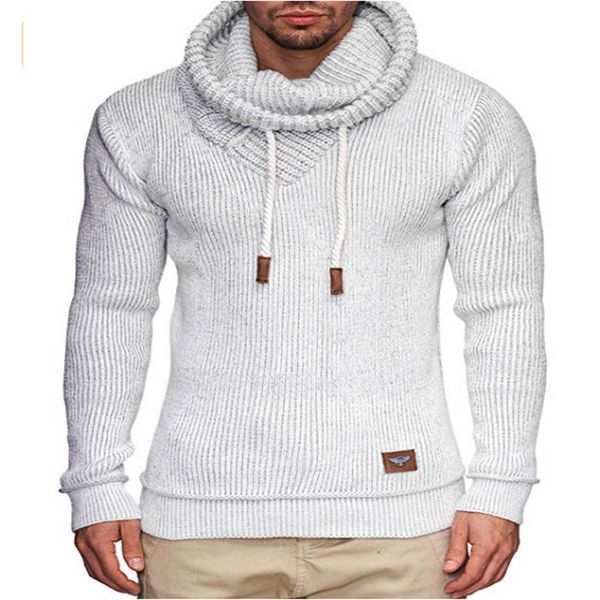 

2020 men's high neck european size new men's jacquard long-sleeved sweater men's bottoming shirt warm casual pullover size, White;black