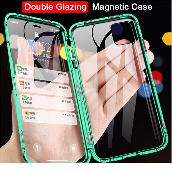 

360 magnetic metal case for iphone 11 pro x xr xs max double side tempered glass cover for iphone 1 jllplk