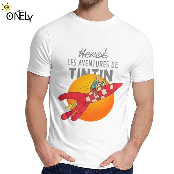

sport tintin the adventures of tintin tee crewneck streetwear male organic cotton plus size camiseta