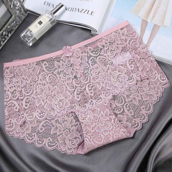 

women underwear boyshort panties brand women's briefs seamless lace plus size female underpants hollow intimates panty 10691, Black;pink