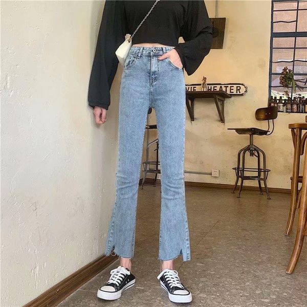 

2020 new jeans women leg denim clothing high waist jeans leisure female, Blue
