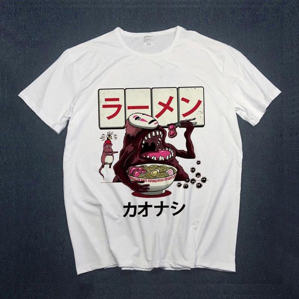 

2021 summer women t shirts short sleeve no face harajuku japanese anime tees girls ladies print plus size clothes, White