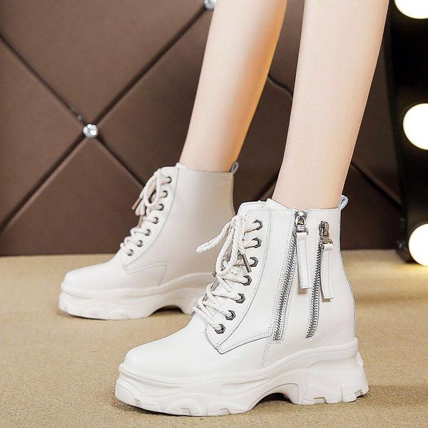 

boots lucyever 2021 black short high heels women hidden chunky ankle woman casual zipper platform shoes ladies