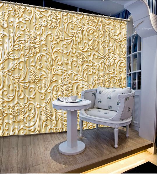 

classical engraving curtain office bedroom 3d window curtain luxury living room decorate cortina