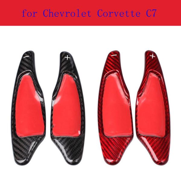 

car accessories 2pcs quality carbon fiber dsg steering wheel shift paddle shifter for chevrolet corvette c7