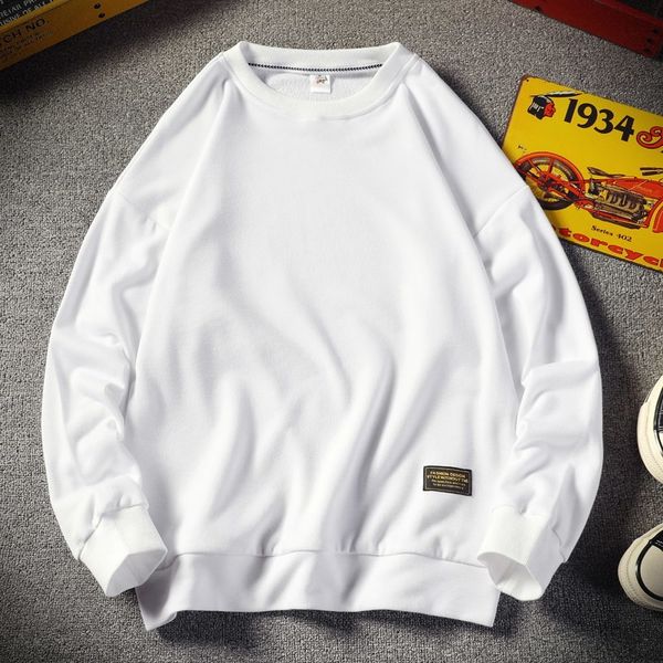 

2021 new men o-neck pullover sweatshirt man autumn winter basic long sleeve hip hop solid crewneck shirt r1ds, Black
