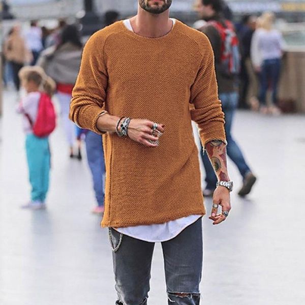 

#e sweaters autumn winter man knitted shirt casual loose simple round neck long sleeve slim basic pullovers#ropa hombre, White;black