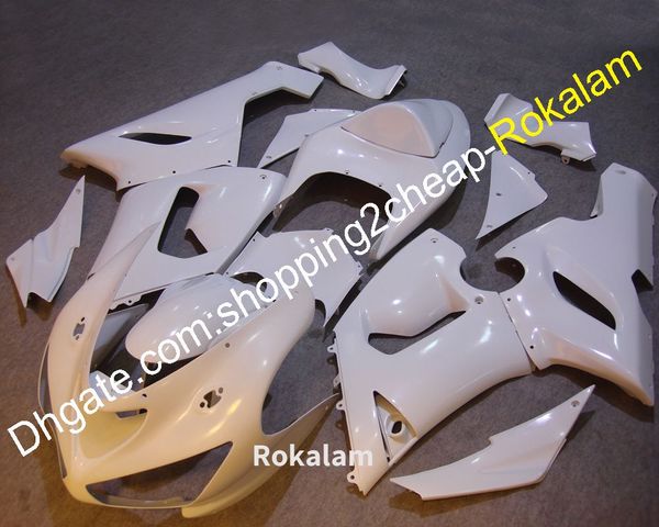 Kit corpo per Kawasaki Ninja 2005 2006 ZX6R 05 06 ZX 6R 636 ZX-6R Carenatura moto ABS bianco (stampaggio ad iniezione)