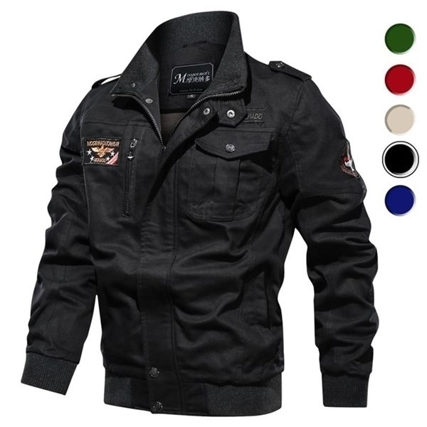 

casual jacket men spring autumn army military jackets mens coats male outerwear windbreaker slim fit stand collar male coat 201124, Black;brown