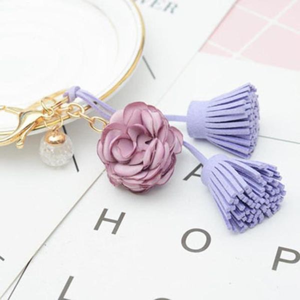 

cute flower keychain with tassel bag pendant bag holder for women bag flower charm key chain buckle key ring eh850 h sqcsao