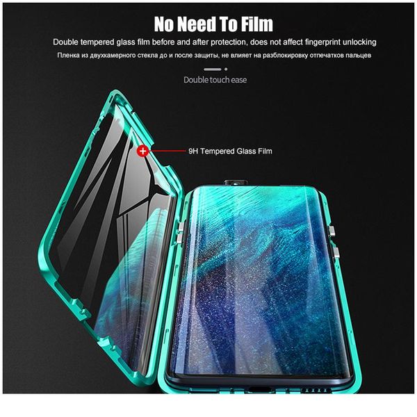 

360 full protective magnetic metal bumper double sided tempered glass case for oneplus 7 8 pro one plus no jllxaq