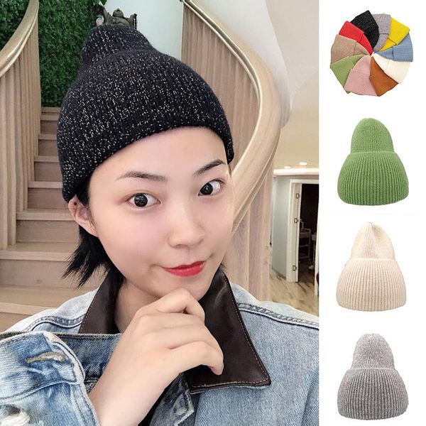 

winter hats for women knitted hat korean candy color knit beanie women fashion casual hat warm female soft casual women's, Blue;gray