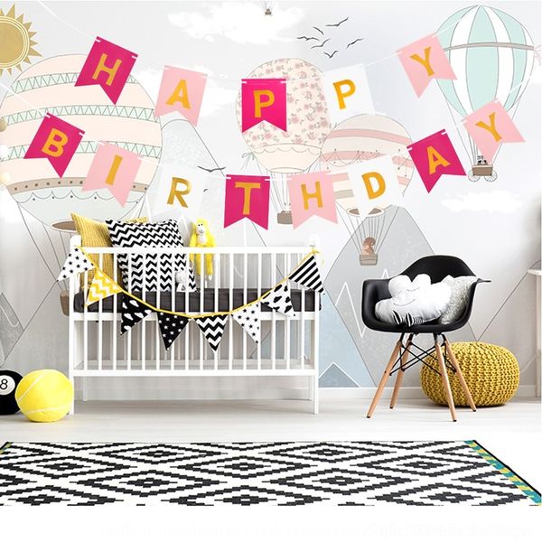 

iukut dovetail color happy birthday party colored decoration flag color flag-pulling letter banner fish tail gilding flag epfvz