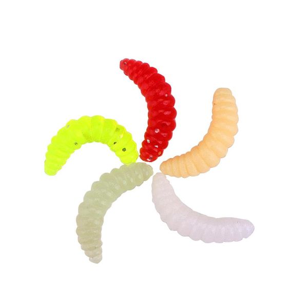 

50 шт. / лот 2 см 0,4 г рыболовные приманки maggot grub мягкие приманки приманки запах червей смешанные цвет рыбалка приманки рыбные запах p