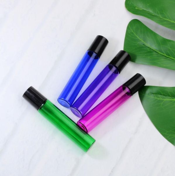 

roll blue 10ml on bottle empty glass red green roller container 1/3oz for essential oil, aromatherapy, perfumes and lip balms lx5814
