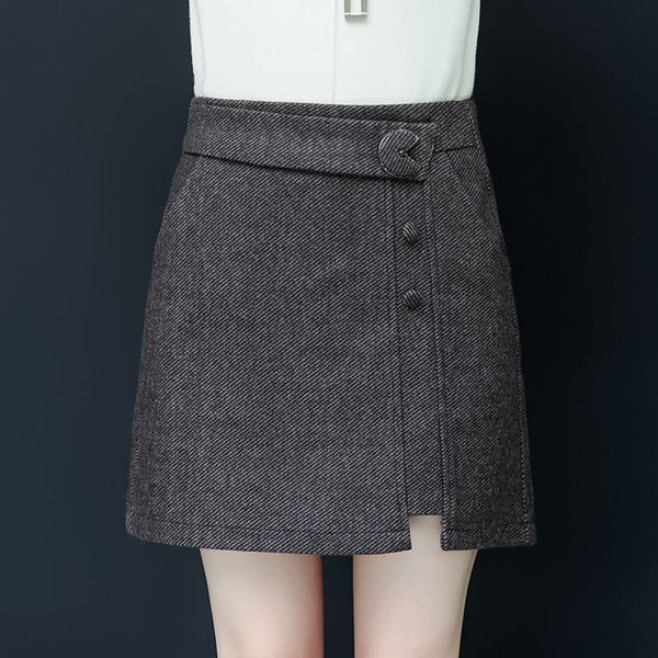 

new 2021 arrival winter female skort solid a line of wool skirt y387 vq4y k0fo, Black