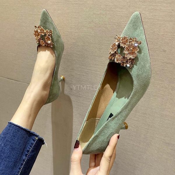 

2021 new women bridal wedding shoes rhinestone crystal shallow pumps stiletto high heel zapatilla mujer sapatos femininos, Black