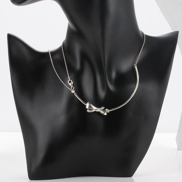 

chains authentic s925 sterling silver necklace gorgeous bow simple versatile