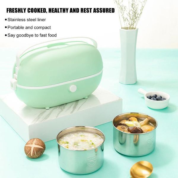 

rice cookers 200w 220v portable stainless steel electric heating lunch box container warmer plug in electric1