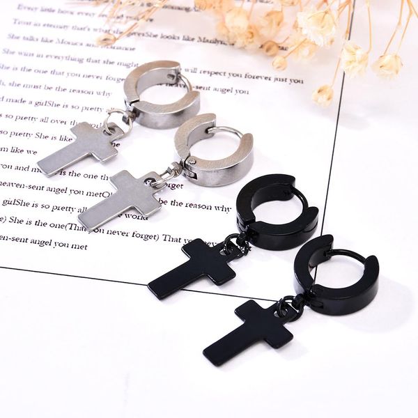 

new fashion earringsnon-piercing stainless steel cross clip on men womem drop dangle earrings new fashion sqcgts new_dhbest, Golden