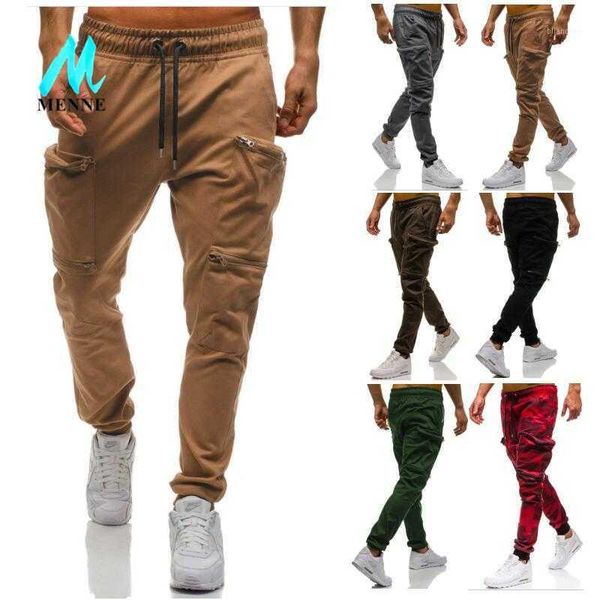 

menne men clothing/ pants men fashion casual sports style solid pocket decoration pants men's loose casual trousers1, Black