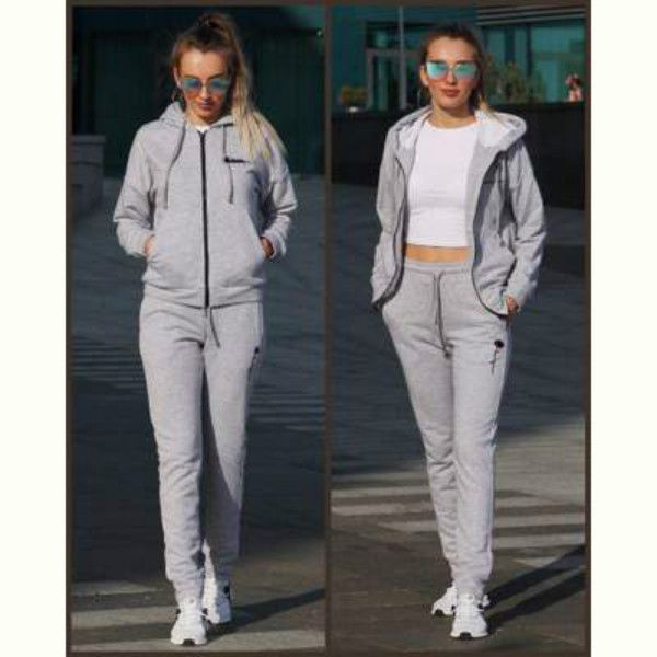 

womens casual two-piece suits women hooded sports suits womens tracksuits fashion solid color cardigans + pants letter printed clothing sets, Gray