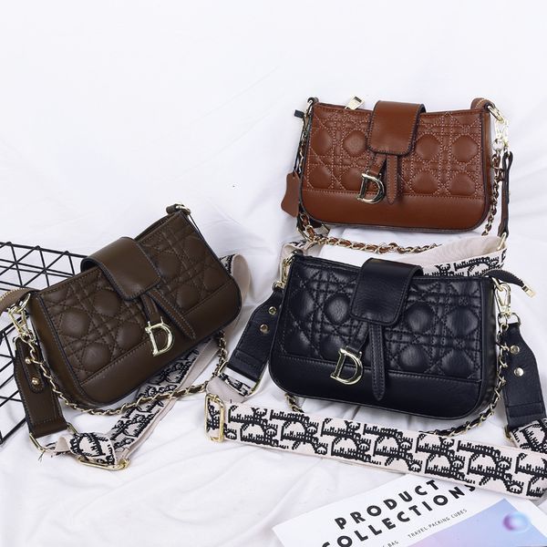 

french niche leather women's new fashion armpit rhombic chain messenger bag