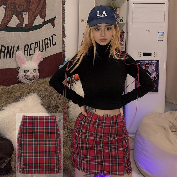 

simple red short bodycon plaid skirt womens 2019 summer fashion high waist mini skirt streetwear short leisure skirt, Black