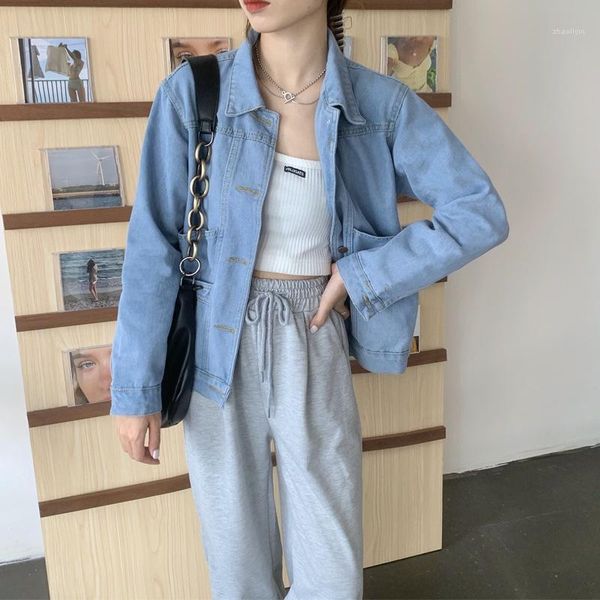 

denim coat women's spring and autumn 2020 new loose and slim korean bf style retro port light color fashion trend1, Black;brown