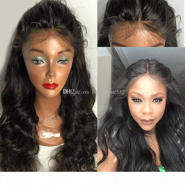 

glueless body wave silk base full lace front human hair wigs with baby hair unprocessed virgin brazilian silk full lace wigs, Black;brown