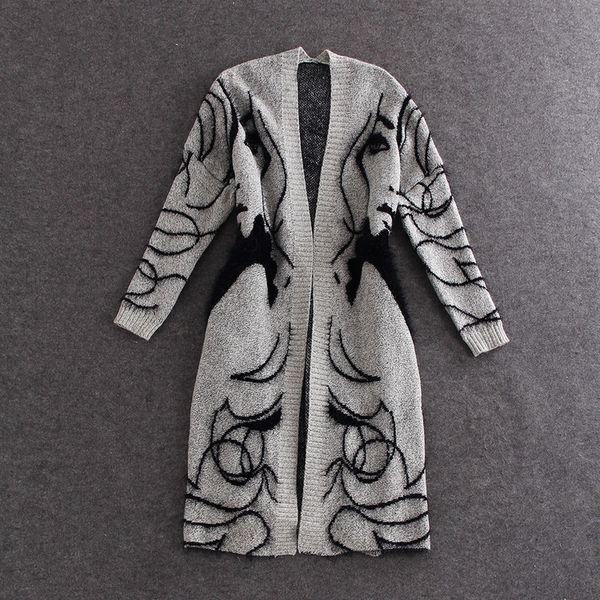 

2021 new autumn winter fashion women knitted sweater coat long sleeve jacket female casual outwear loose pull femme cardigan 5u8n, White;black