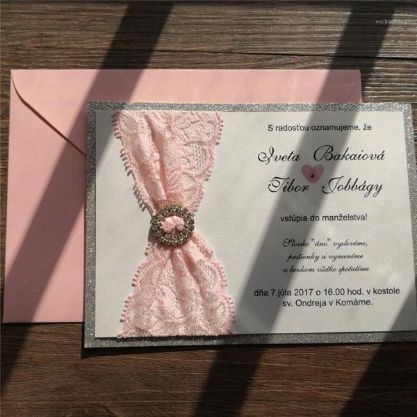 

greeting cards 50pcs/set envelop and seal gorgeous hand made with lace brooch glitter layer invitation1