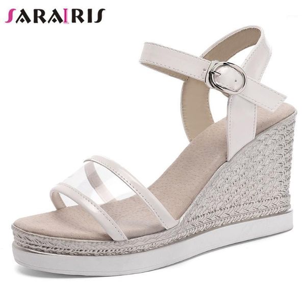 

sandals sarairis fashion high wedges women summer elegant shallow platform ladies transparent shoes1, Black
