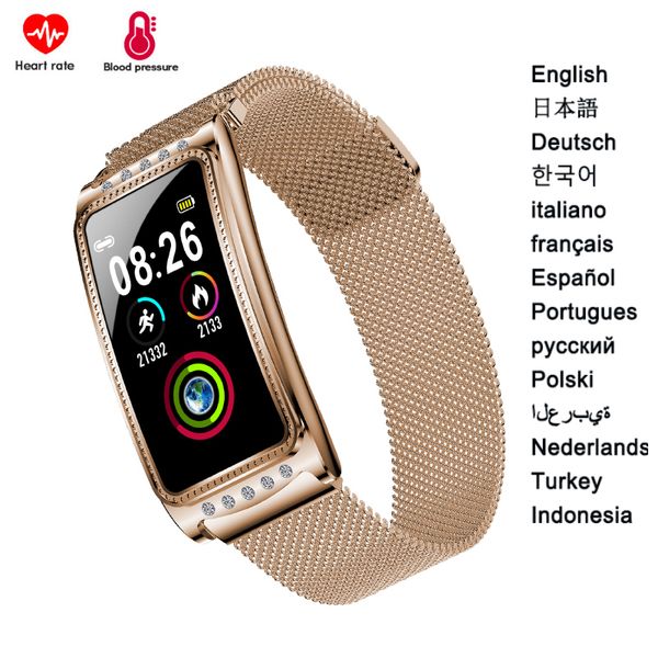 

f28 smart watch women pedometer heart rate wristbands ip68 waterproof smartband sport band for android ios fitness bracelet