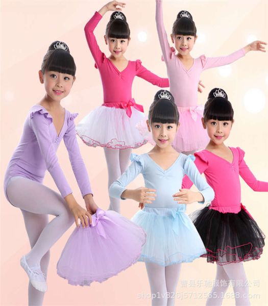 

girls' practice ballet long sve puffy skirt children's dance performance drs, Blue