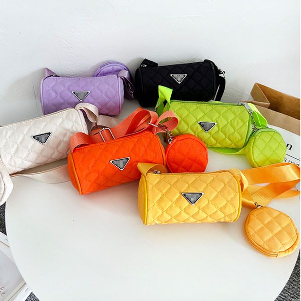 

with circle wallet purses designers quilted nylon crossbody shoulder bag set backpacks kids boys girls cylinder bucket bags messenger totes, Black