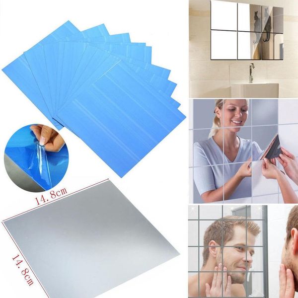 

16шт квадратные зеркальные плитки настенные наклейки самоклеящиеся 3d наклейка мозаика домашняя комната украшения diy для гостиной po wmtqgw