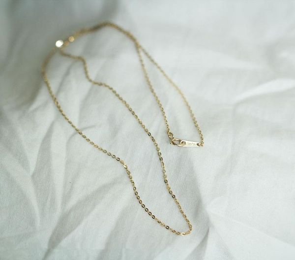 

14k solid gold bare necklace minimal charm simple style great for alphabet bead pendant, Silver