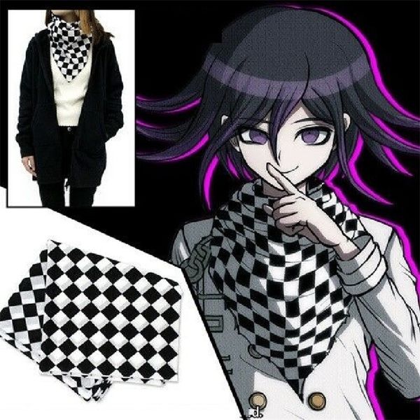 

anime danganronpa v3 ouma kokichi square scarf wrap cosplay costume 95x95cm rare handmade y201007, Blue;gray