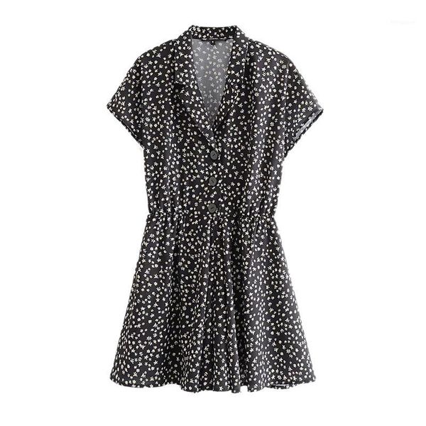 

women simple v-neck line short sleeve stretch waist front breasted printed solid black wide jumpsuit ffzyq6191, Black;white