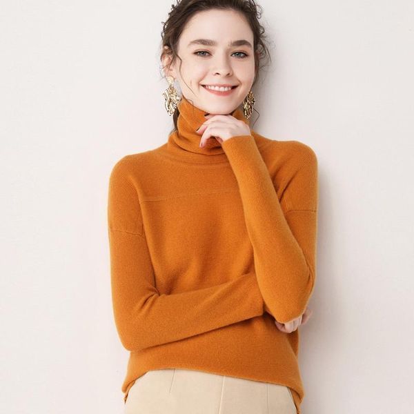 

female turtleneck solid sweater knitted warm long sleeves jumper soft slim ladies pullover1, White;black
