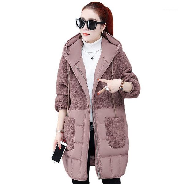 

female winter jacket solid hooded collar drawstring women jacket long women coat warm thick 2020 winter coat parkas1, Black