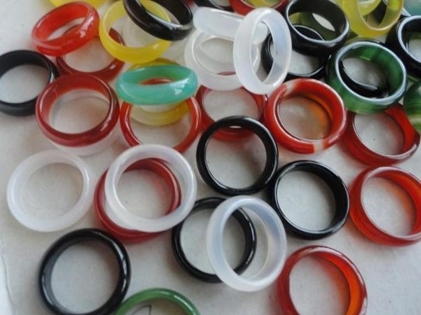 

various colour natural agate stone ring width 6mm agate jewel ring jewel hand circle ishining jewelry fo wmtulk bdegarden, Golden;silver