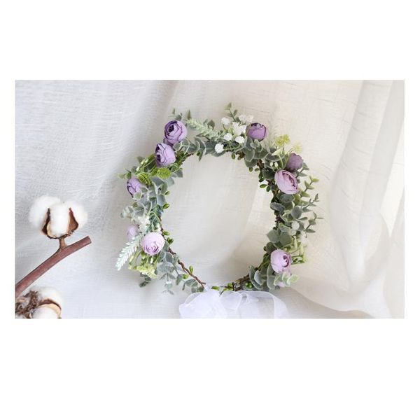

new camellia flowers wreath crown festival headband women hair accessories headdress girl floral garland wedding floral jlljtc