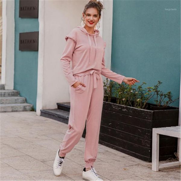 

la cisne elegant women's jumpsuit ruffled sleeves hooded collar autumn and winter clothes street suit ladies pocket overal1, Gray
